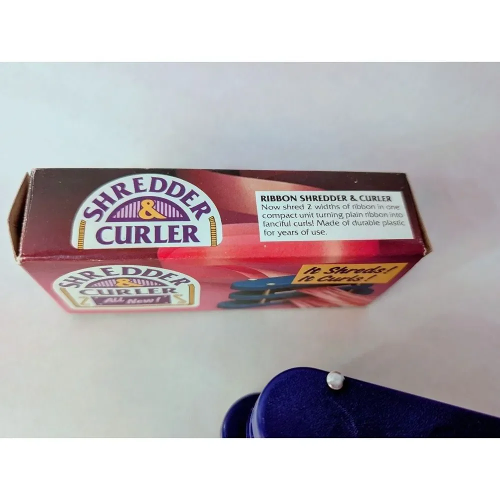 Vintage Giftco Brand 2 In 1 Ribbon Shredder & Curler Used With Box - Blue